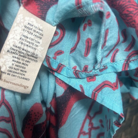 Soft Surroundings Fish Print Blue Aline Cotton Tunic Dress Size Medium - Picture 5 of 6